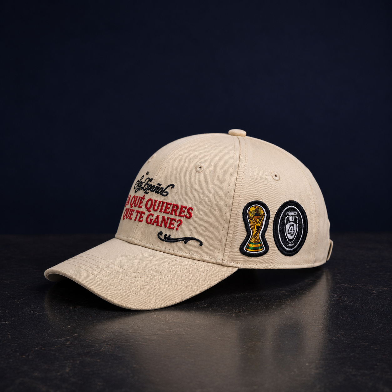 Gorra vista lateral derecha con parches